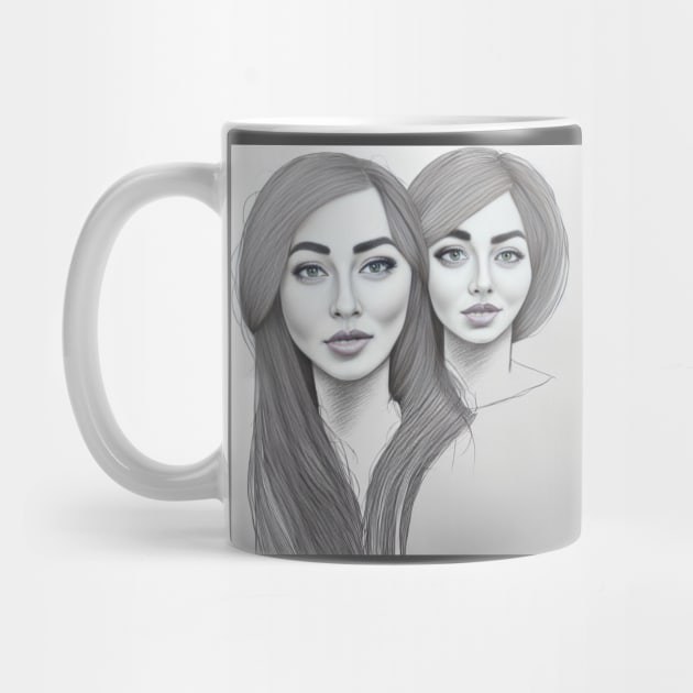 Hand-drawn portrait of twin sisters by Urbanprint